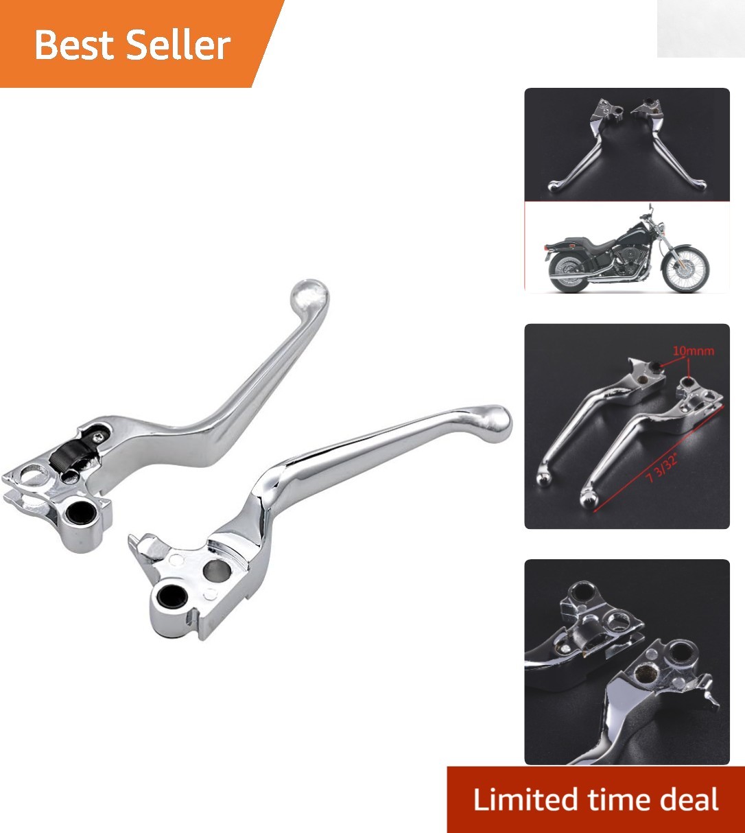 2X Chrome Aluminum Brake/Clutch Levers for Harley Davidson Dyna & Sportster