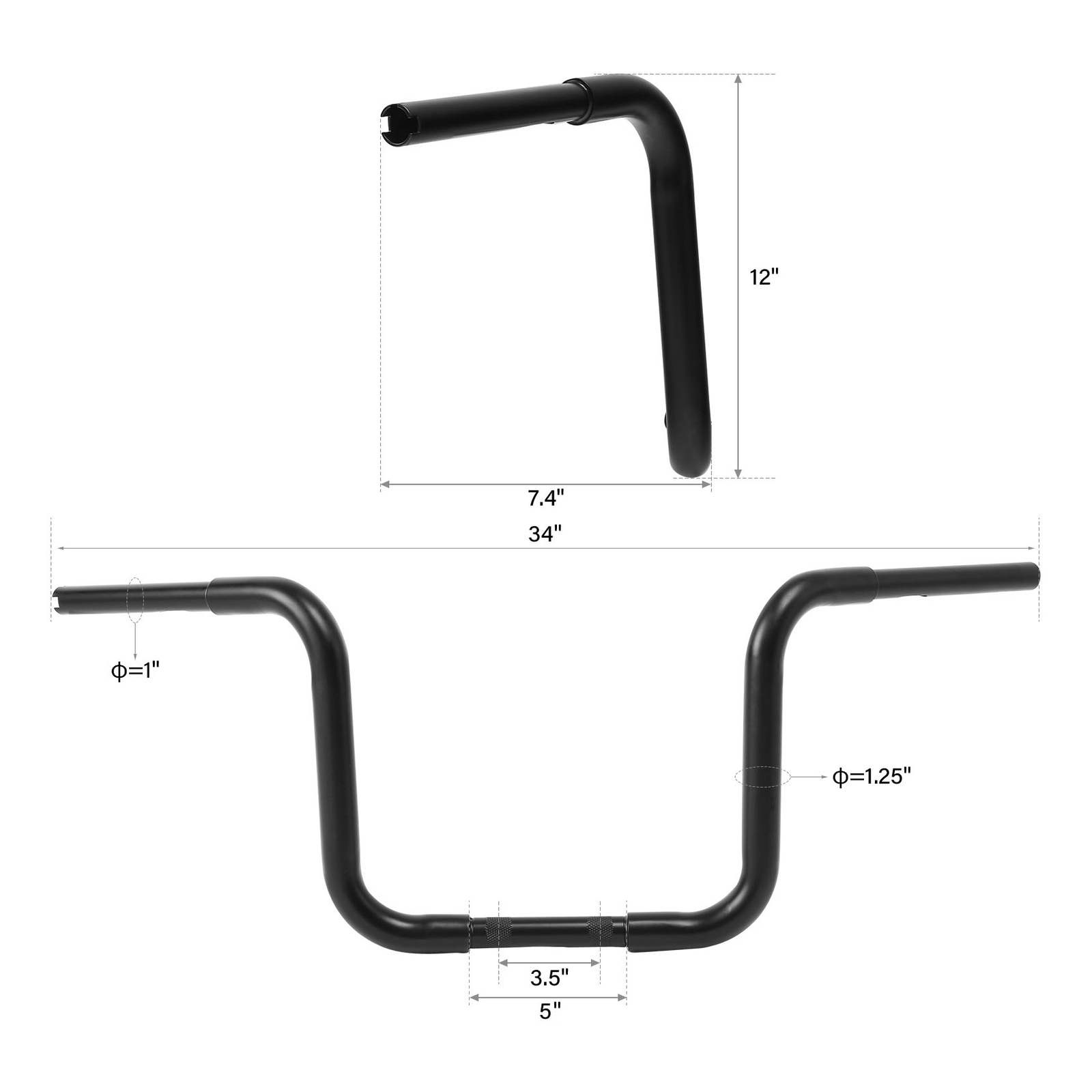 1.25″ Fat 12 14 16 18”Rise Ape Hangers Handlebar For Harley FLST FXST Sportster