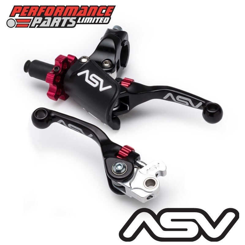 ASV Black F4 Short Brake + Clutch Lever with Pro Perch for Suzuki RM85 2019