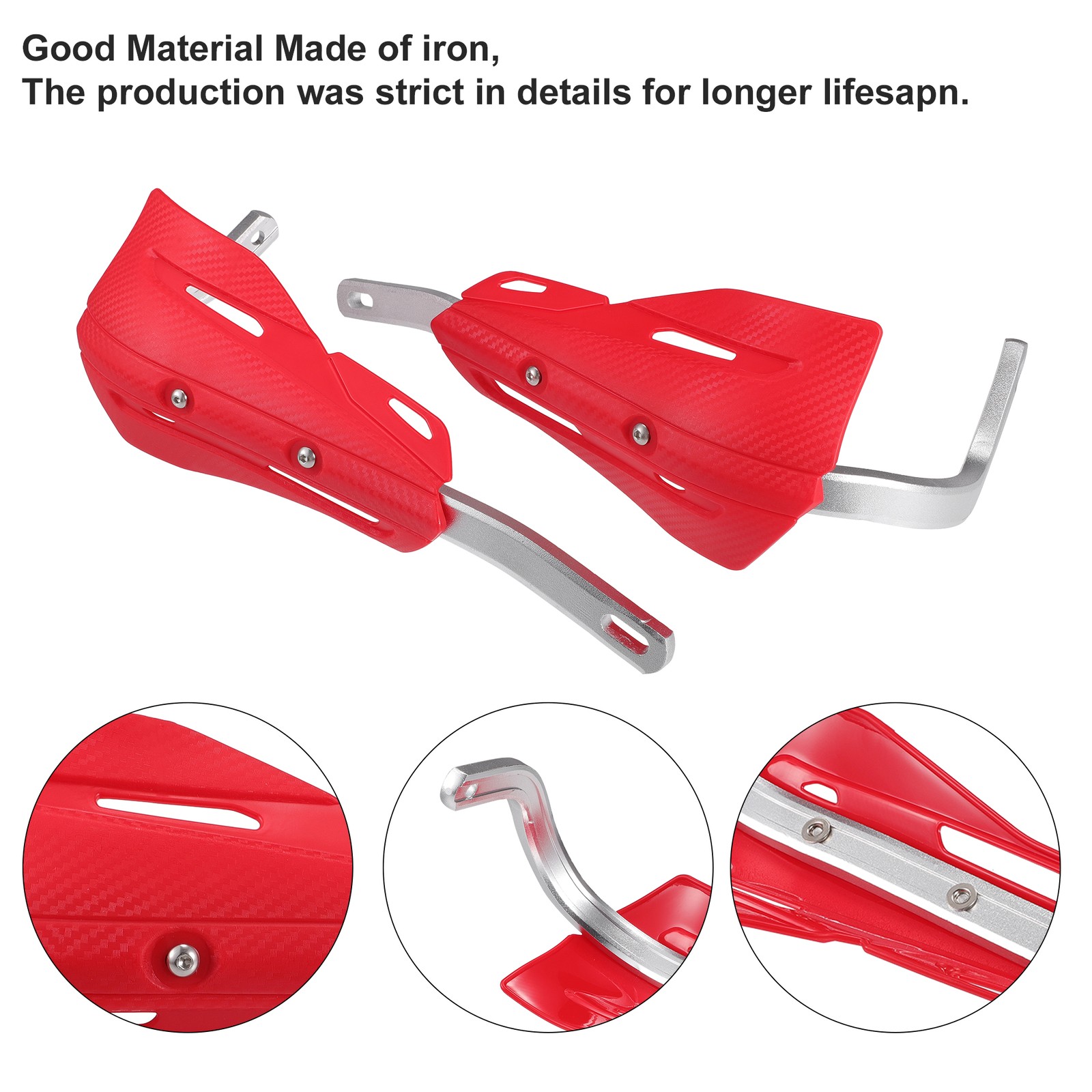 1 Set of Red Off-road Motorcycle Aluminum Alloy Handlebars Plastic Handguards