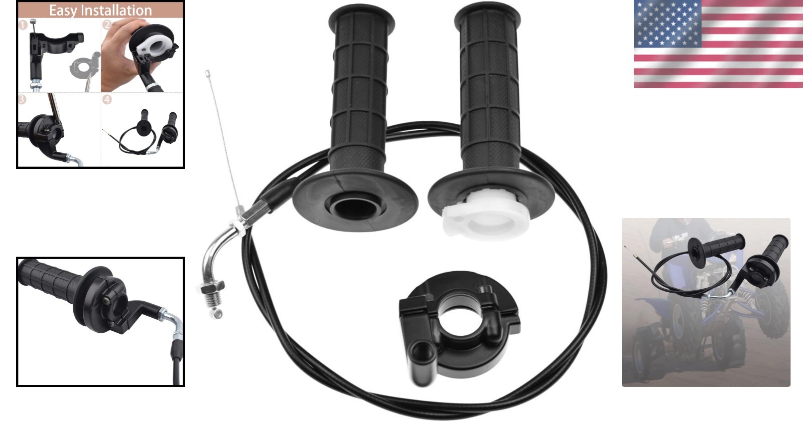 Durable Throttle Handle Grips & Cable for 50cc-250cc Bikes – Easy Installation