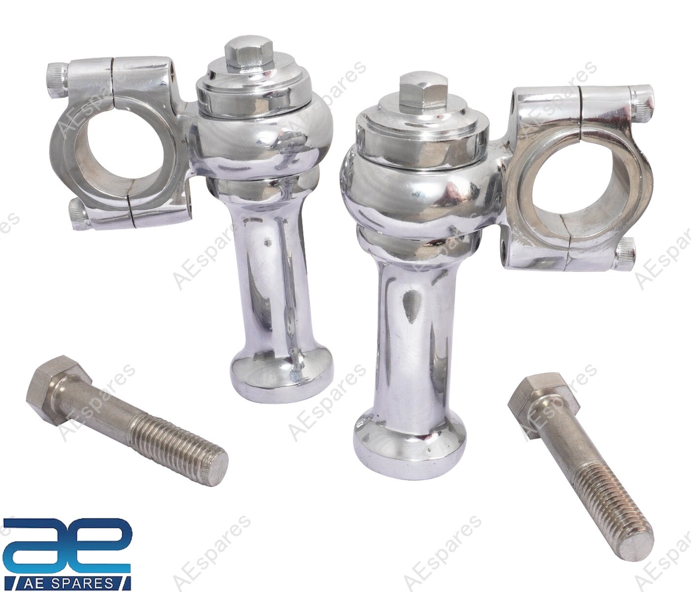 Universal Motorcycle Brass Chrome 1″ Handlebar Risers Clamp 3″ Rise Approx S2u
