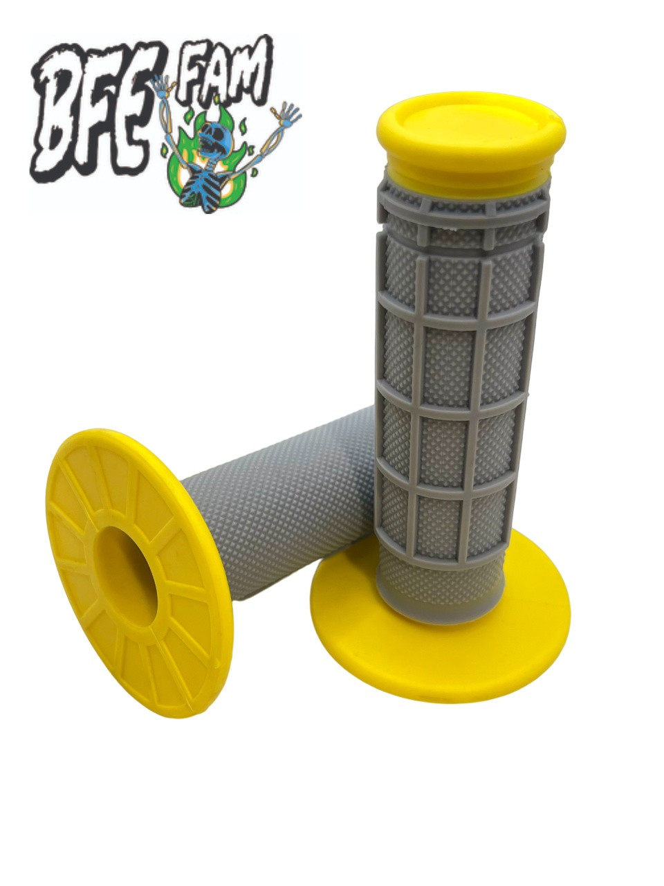 BFE MX Grips Half Waffle Medium Compound Yellow Motorcycle Dirt Bike Dual Sport