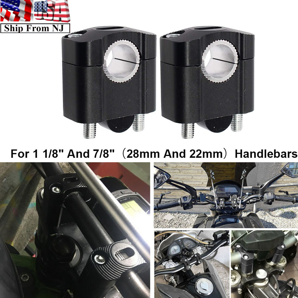 Universal CNC Motorcycle Handlebar Riser Clamp Mount Fit 7/8″ 1 1/8″ Bars Black