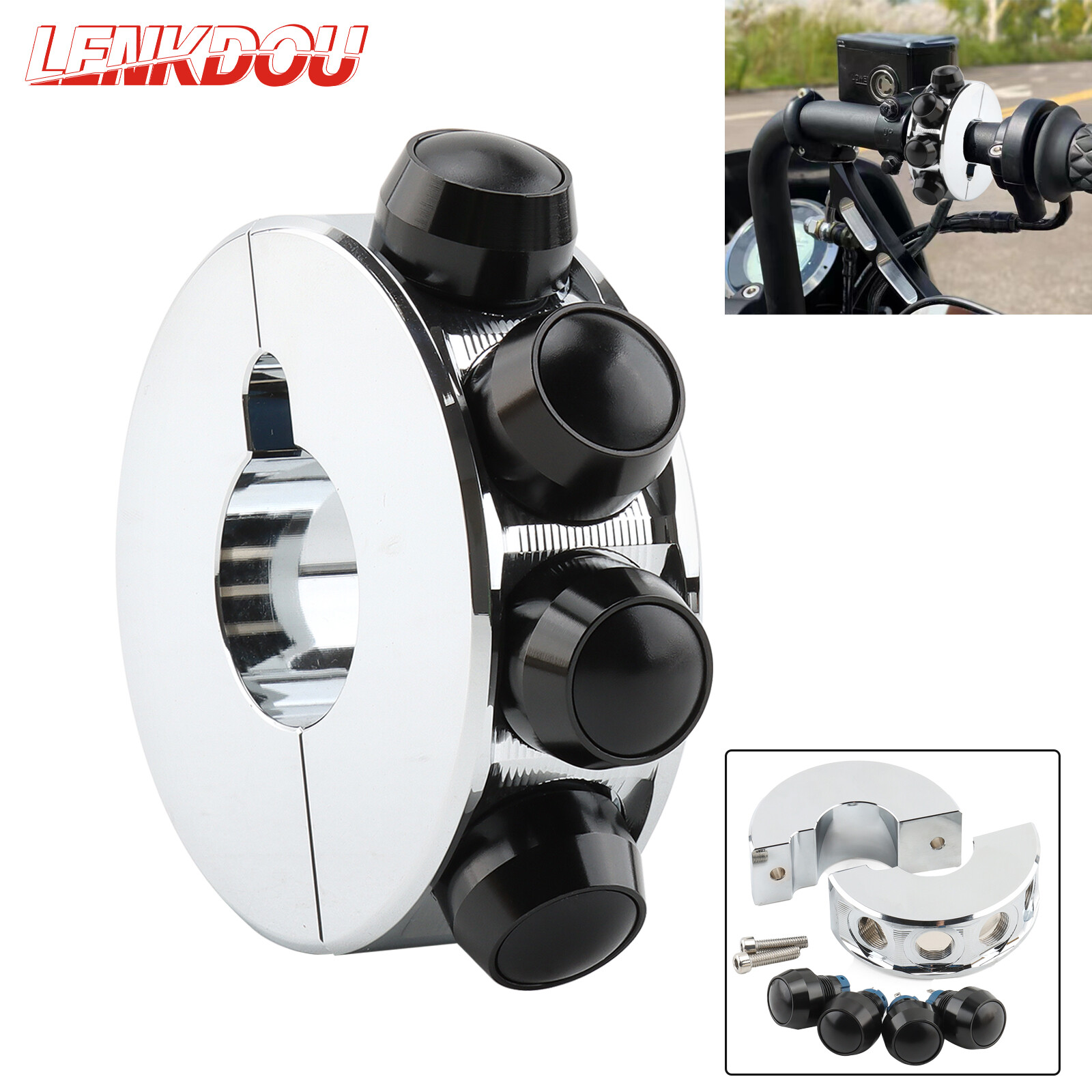1″ Round Handlebar Controller Switches Push-Buttons For Harley Cafe Racer Bobber