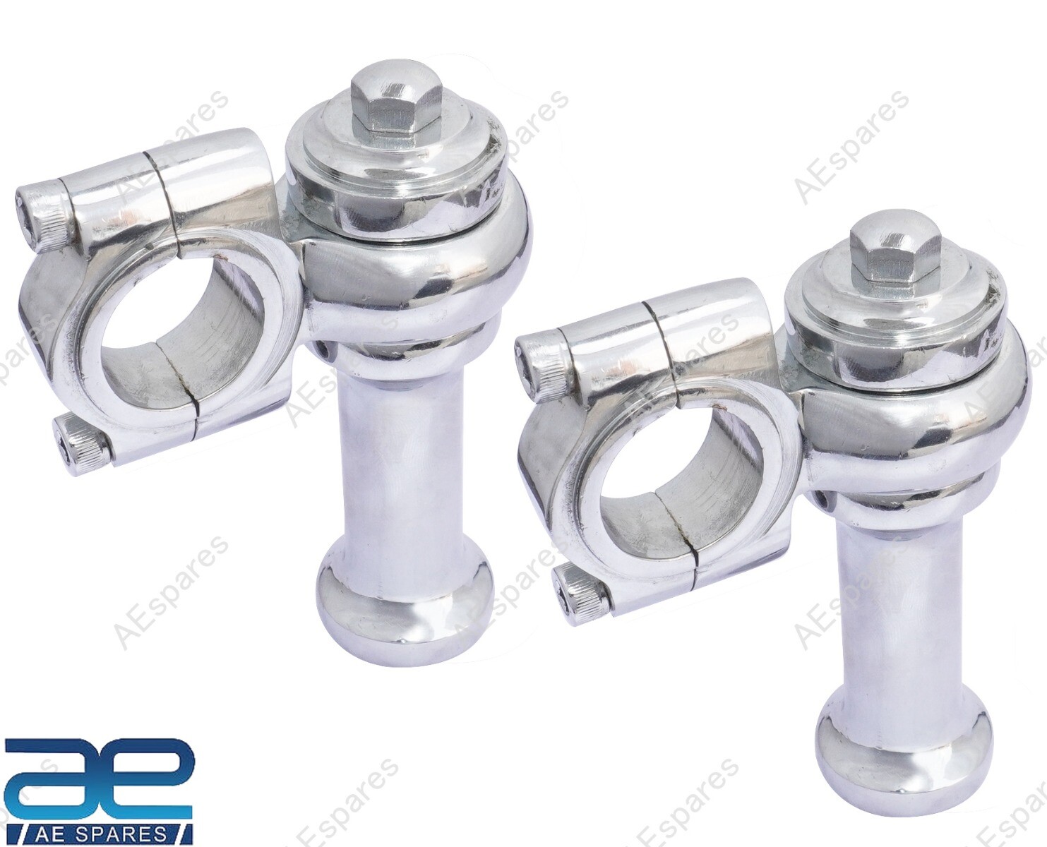 Universal Motorcycle Brass Chrome 1″ Handlebar Risers Clamp 3″ Rise Approx S2u