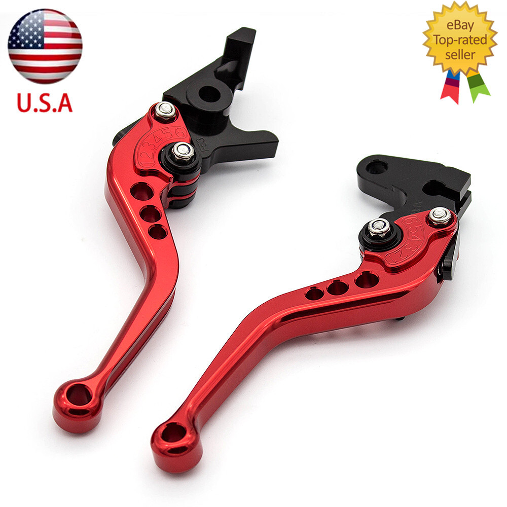 For Yamaha Kawasaki Honda Benelli Red CNC Brake Clutch Levers Adjustable Short