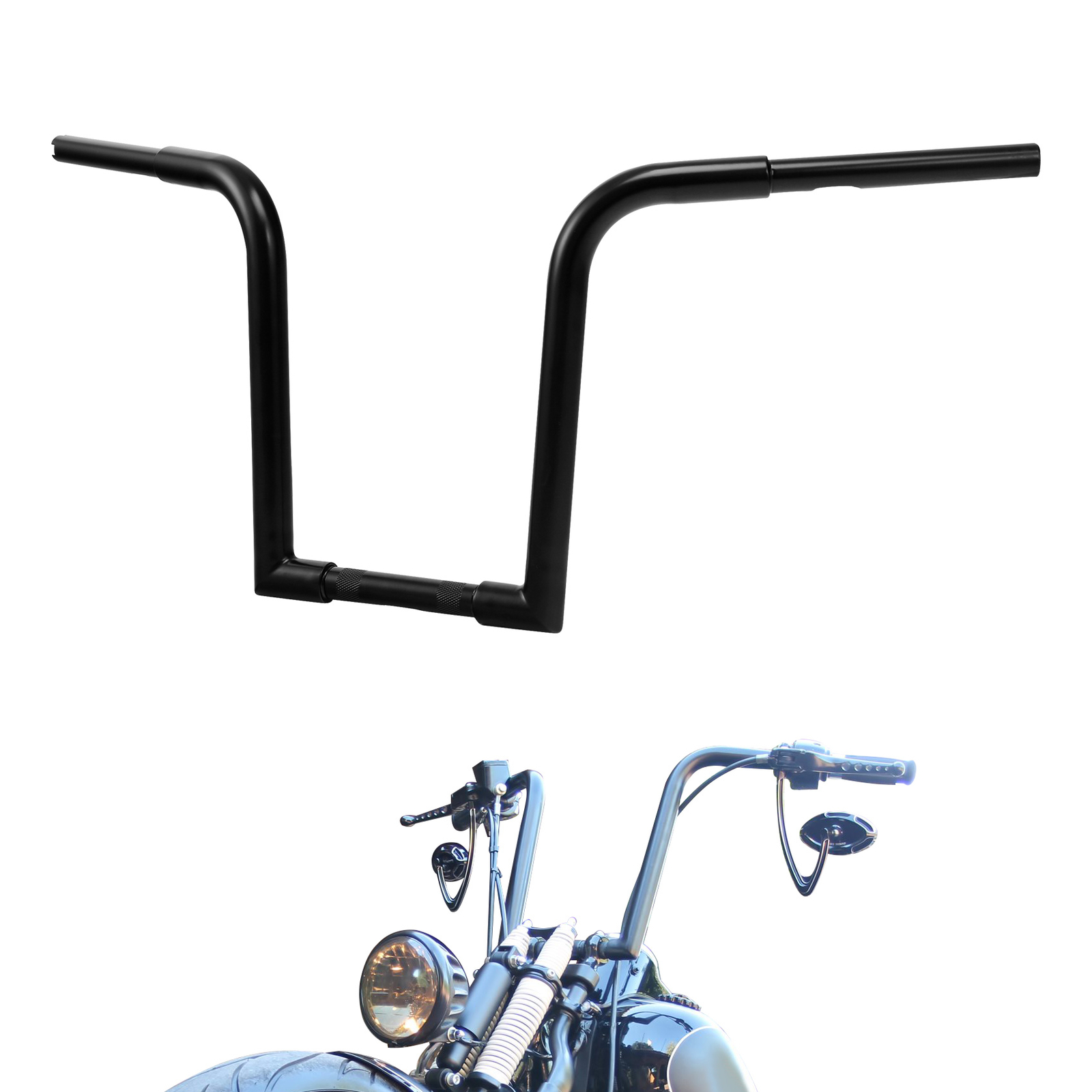 Black 14″ Rise Ape Hangers Bars Fat 1.25″ Handlebars Fit For Harley FLST XL 883