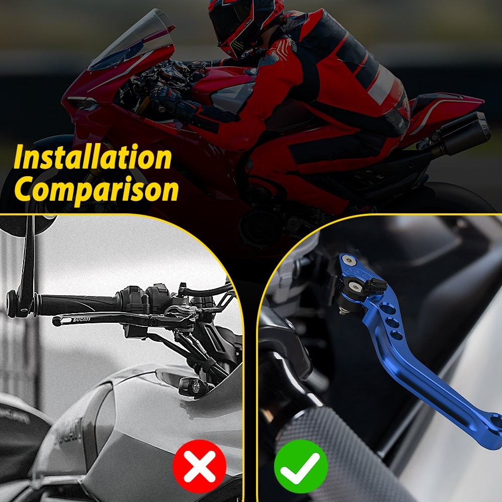 2-20X Blue For Yamaha BMW Honda Suzuki Adjustable Brake Clutch Levers 7/8″ 22mm