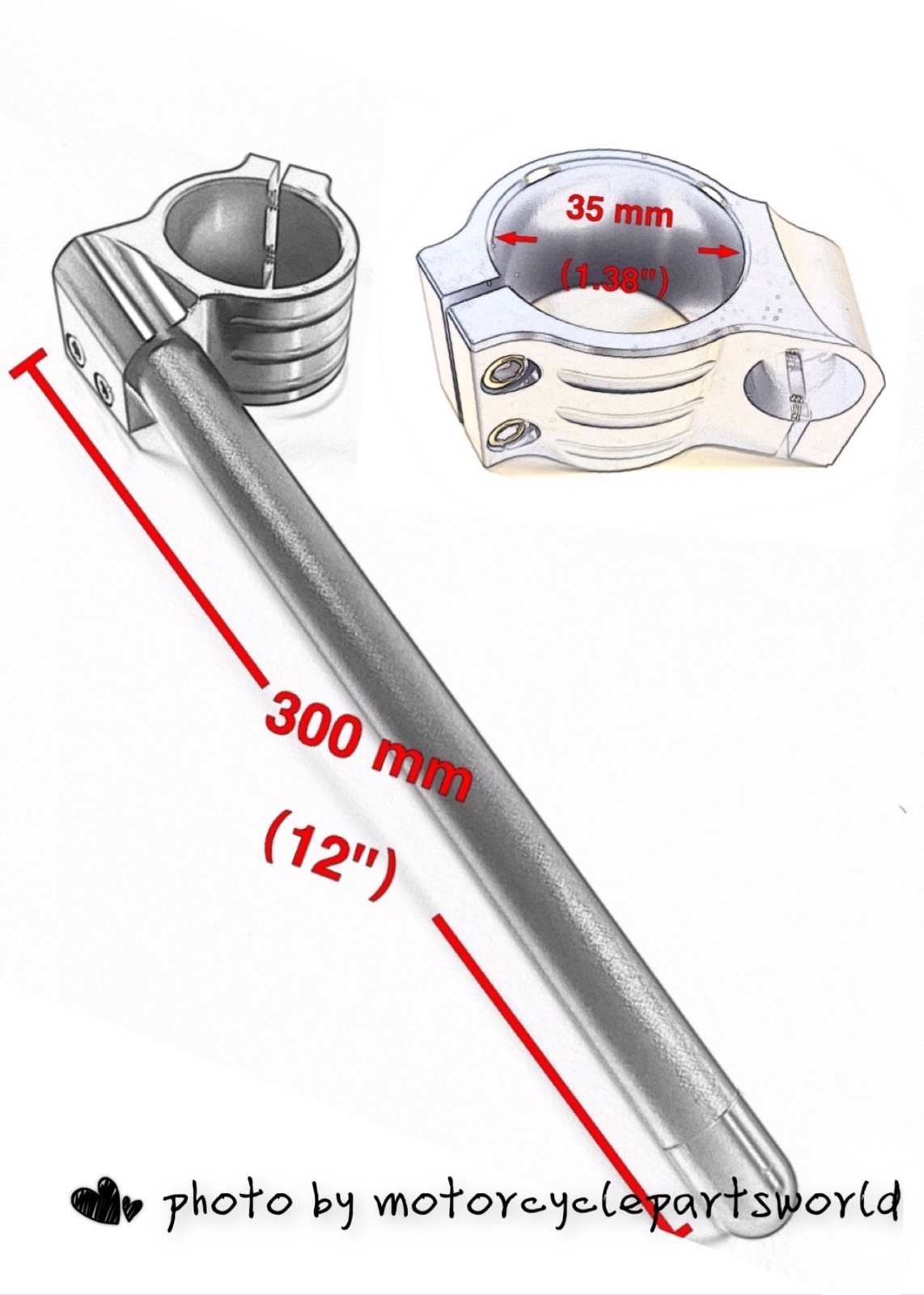 35mm, 7/8″ Tube, CNC Motorcycle Universal Clip On Ons Fork Handle Bar Handlebars