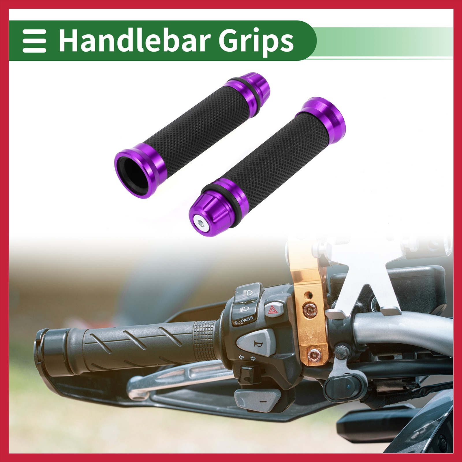 7/8″ 22mm Motorcycle Hand Grips Cover Handlebar Cover Black Purple