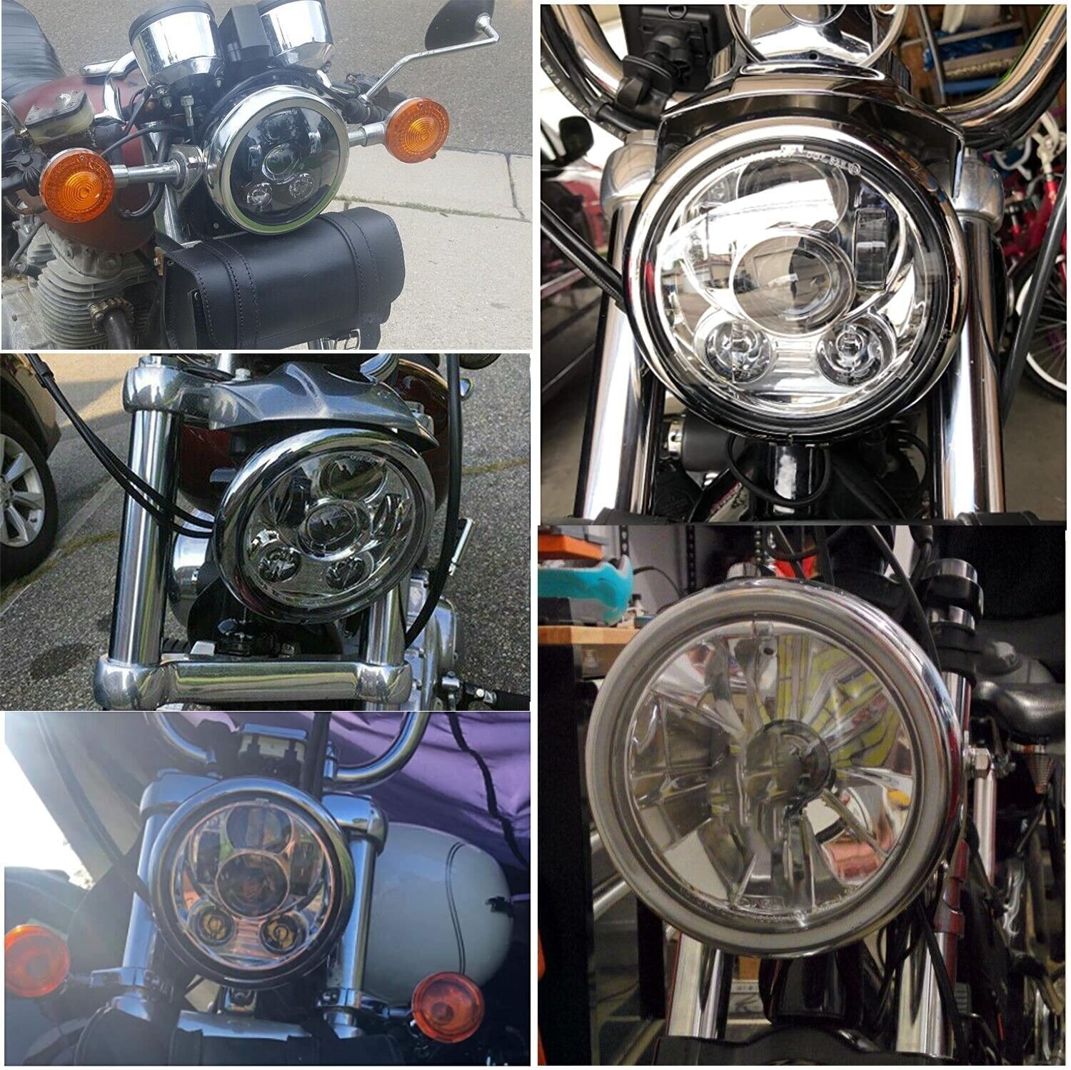 5 3/4″ 5.75 Inch Led Headlight Housing Bucket Cover for Harley Motorcycle Chrome