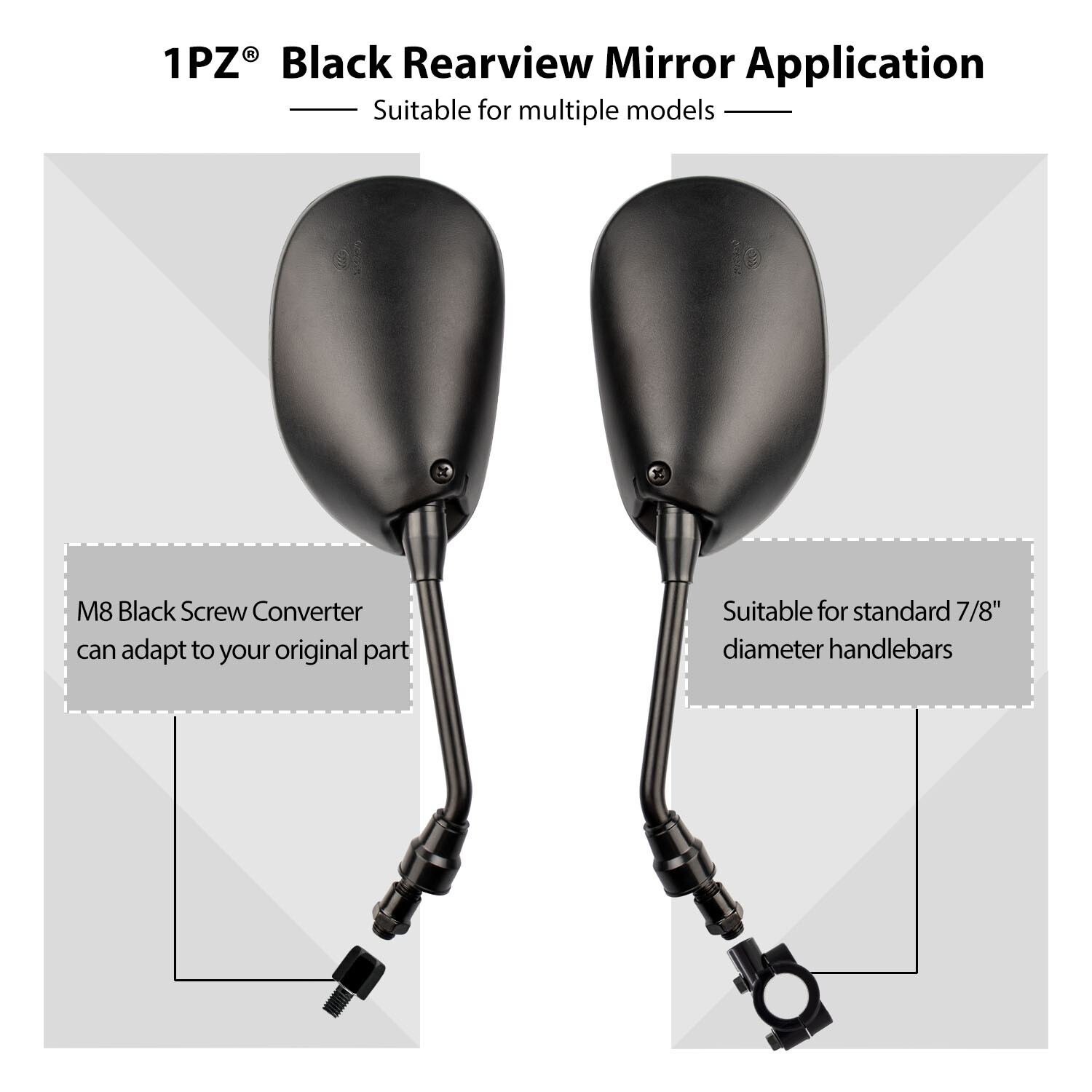 Rear View Side Mirrors For 7/8″ Handlebar Can-Am ATVs Outlander 400 500 650 800