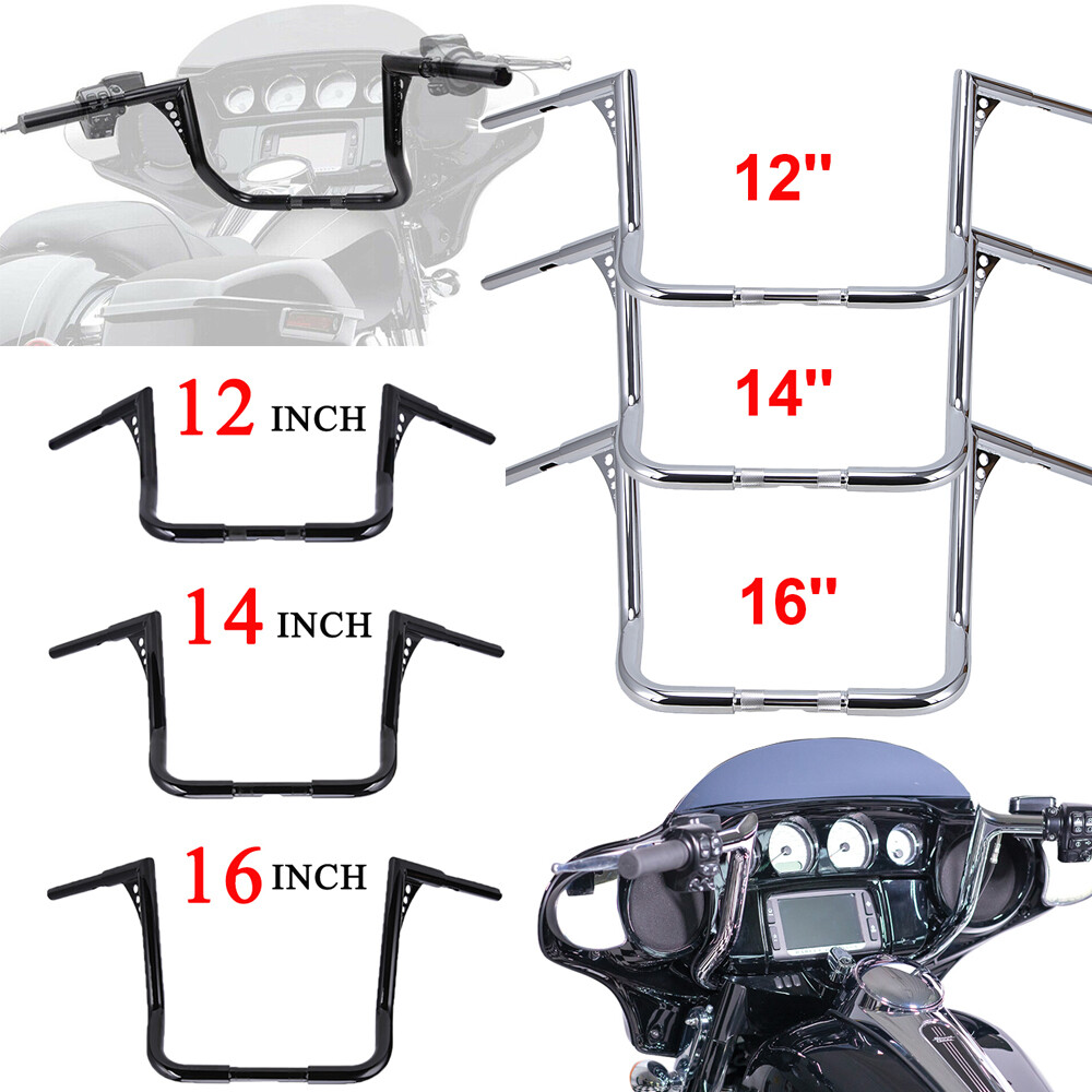 10″ 12″ 14″ Rise Meathook Ape Hanger Handlebar For Harley Electra Street Glide