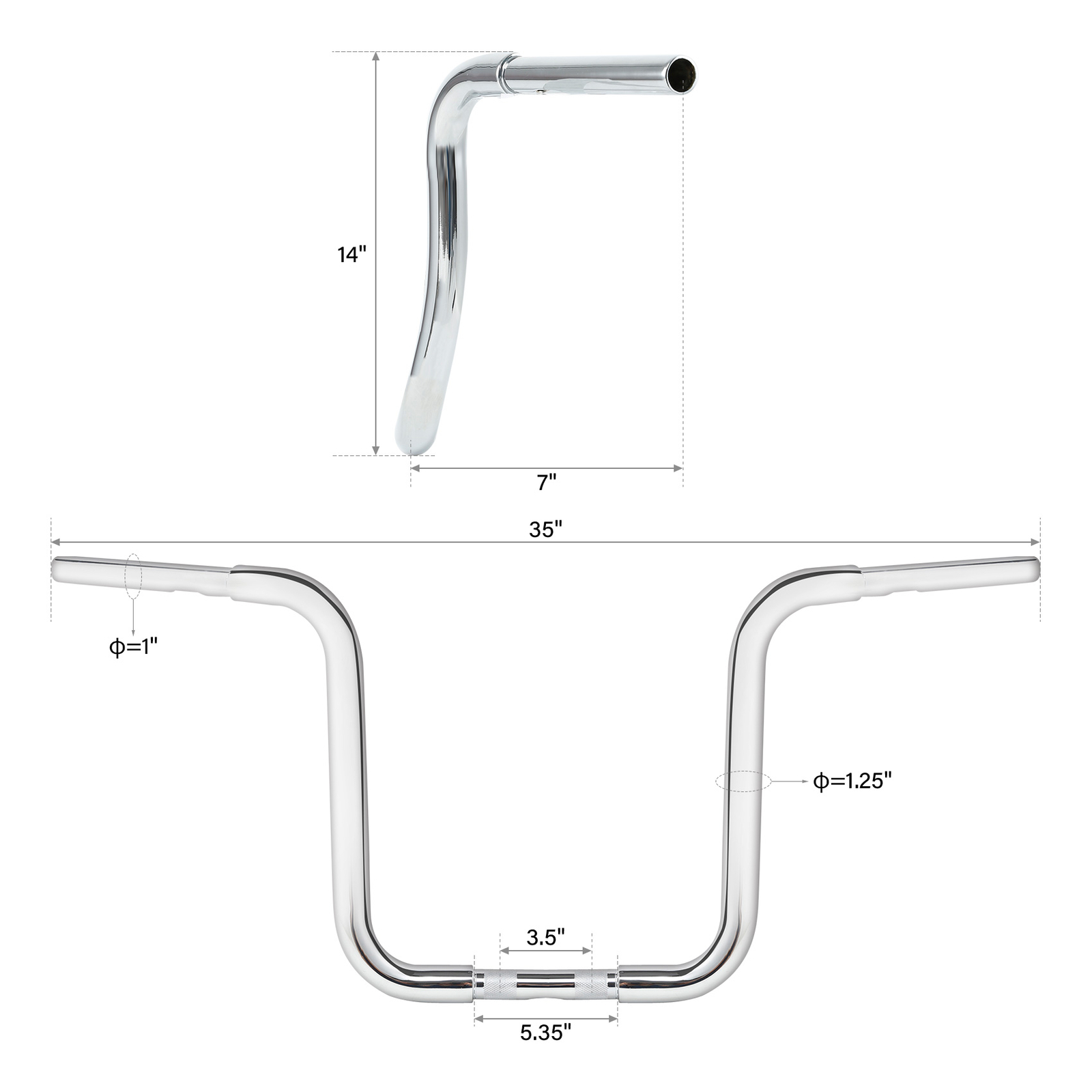 Chrome 14″ Rise Ape Hanger Bar 1-1/4″ Handlebar Fit For Harley Sportster Softail