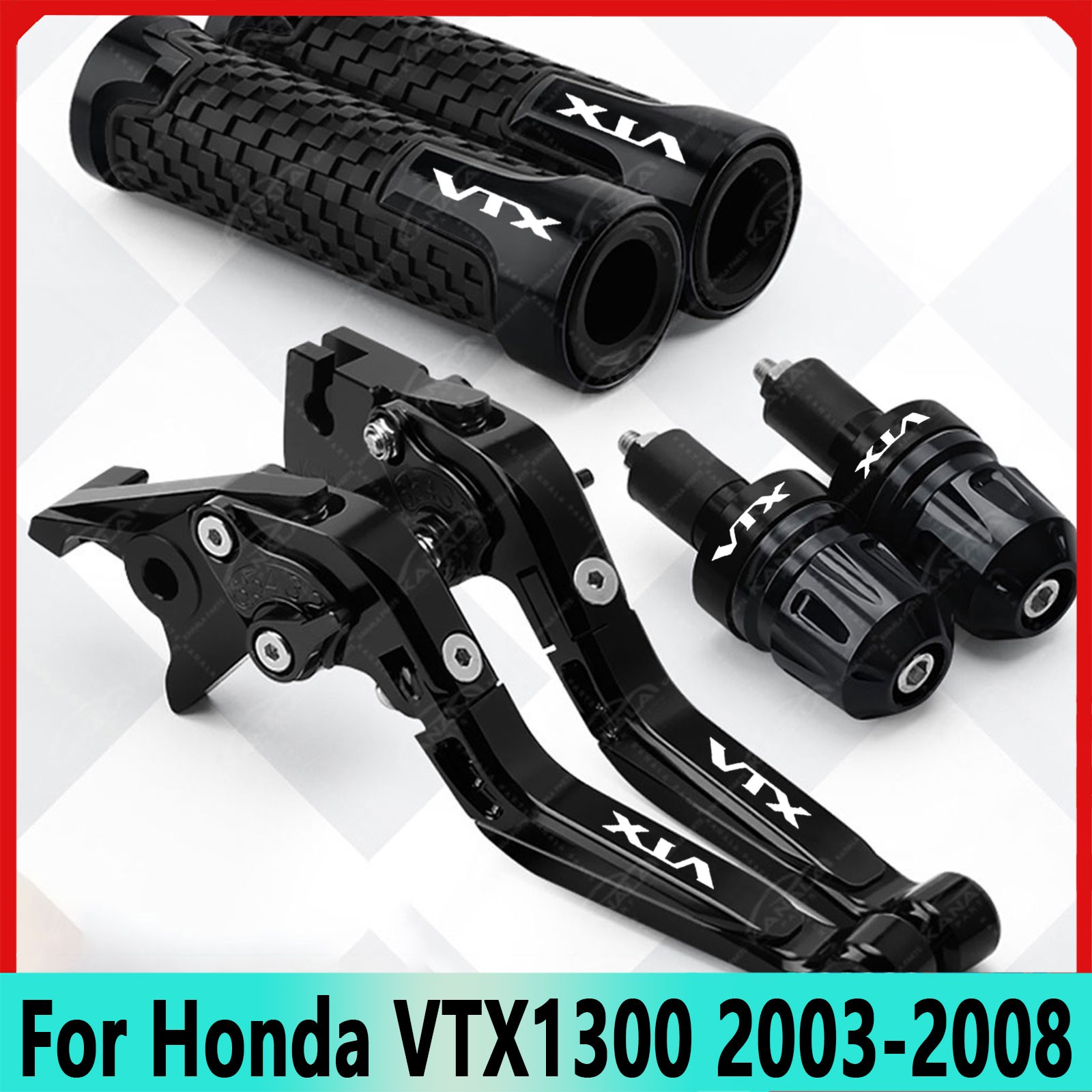 For Honda VTX1300 2003-2008 CNC Brake Clutch Levers Handle Grips End Cap New