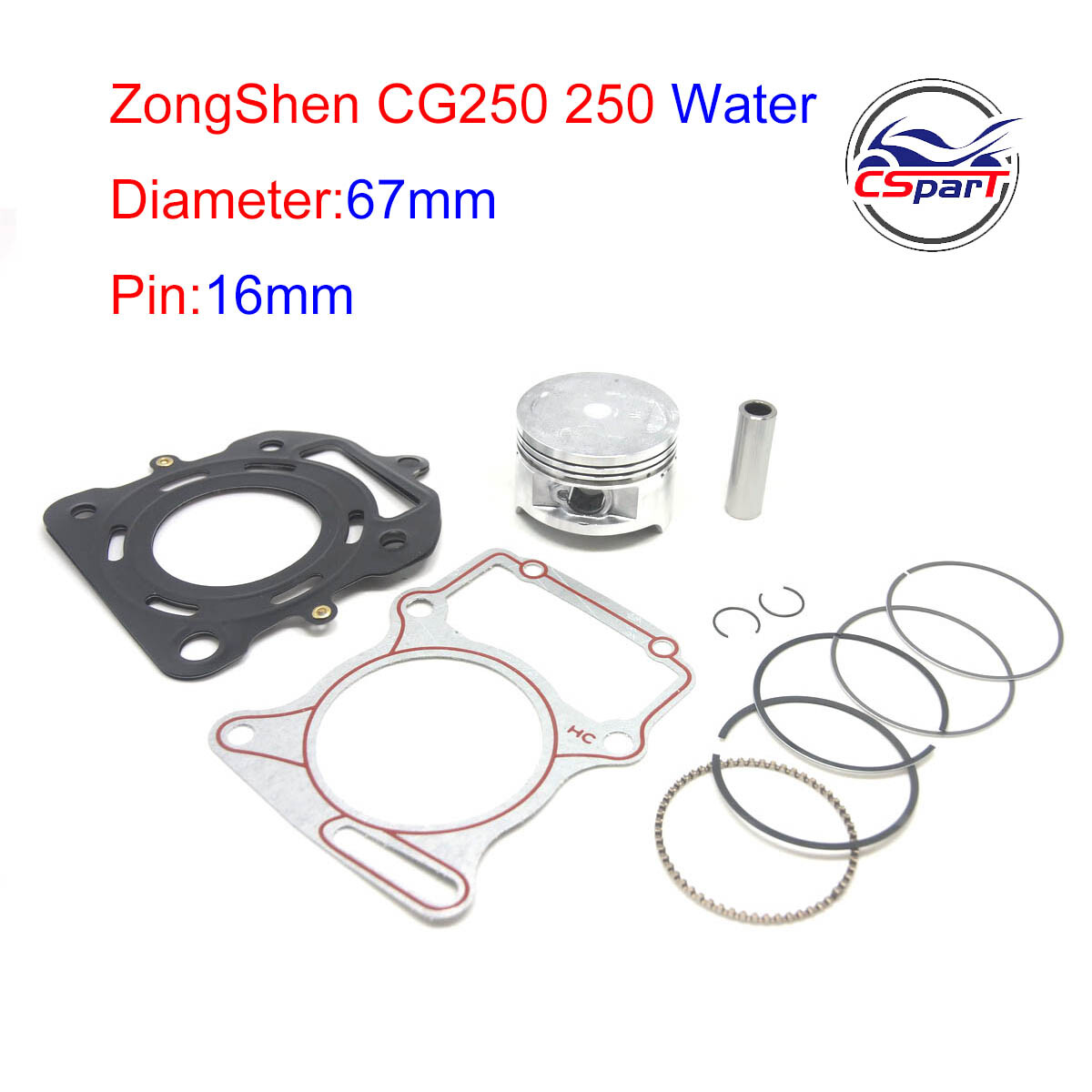 CG250 Water 67mm 16mm Lifan Zongshen Loncin CG 250CC 250 piston Gasket Kit