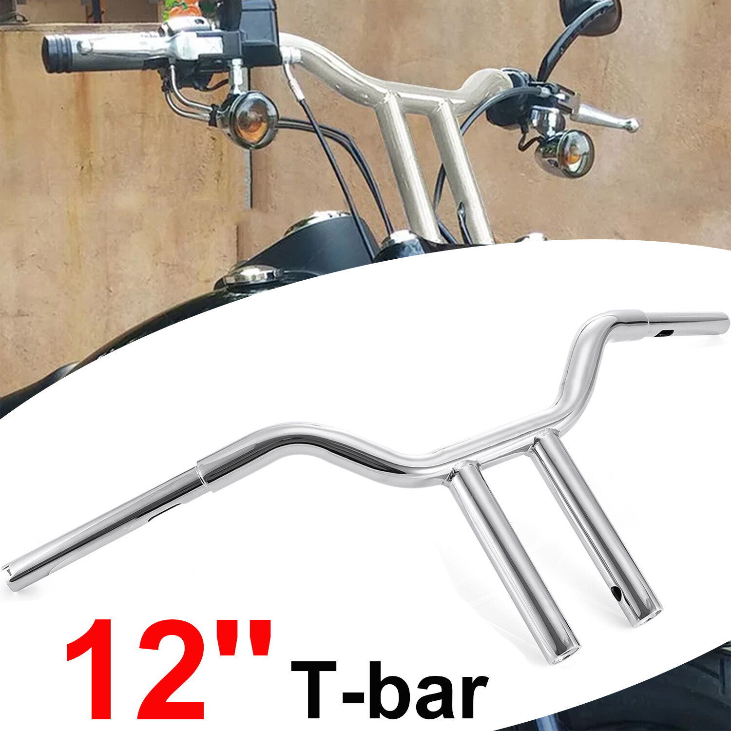 For Harley Softail Sportster Road King 10/12/14/16 Inch T-Bars 1-1/4″ Handlebar