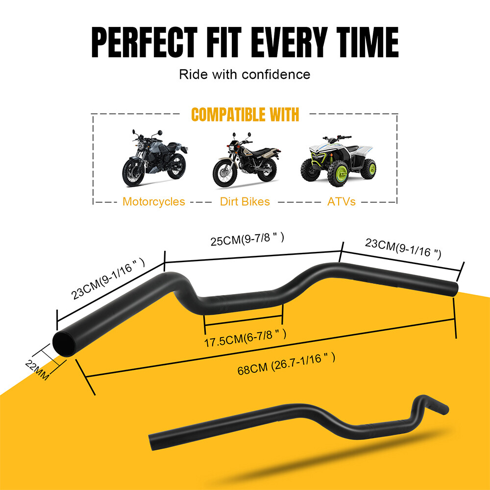 Motorcycle 7/8″ 22mm Tracker Drag Bar Handlebars For Cafe Racer Scrambler Bobber