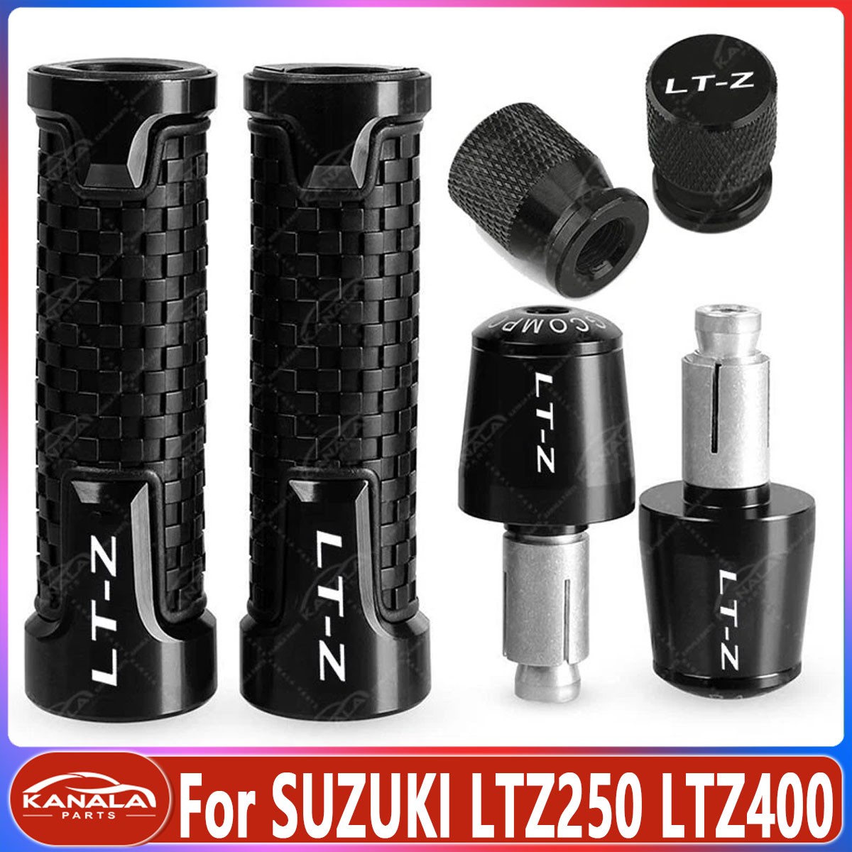1Pair Left Right Handlebar Grips +grip Ends Plug For SUZUKI LTZ250 LTZ400 Black