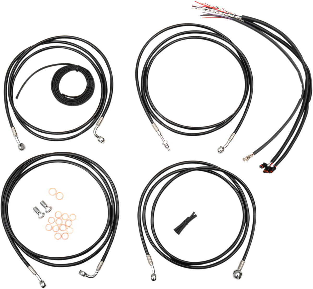 LA Choppers Complete Handlebar Cable And Brake Line Kit 15-17in. LA-8052KT2-16B