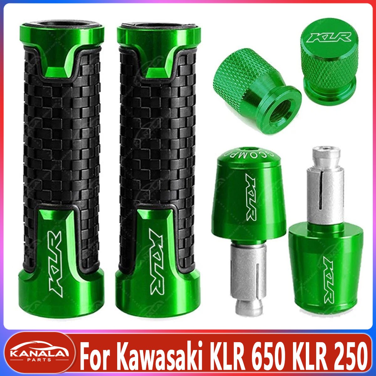 1Pair Left Right Handlebar Grips +grip Ends Plug For Kawasaki KLR 650 KLR 250