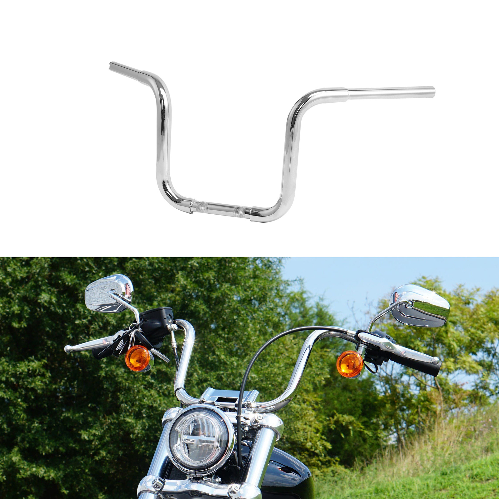 10″ Inch Handlebar Rise Ape Hangers Fit For Harley Sportster Softail FLST