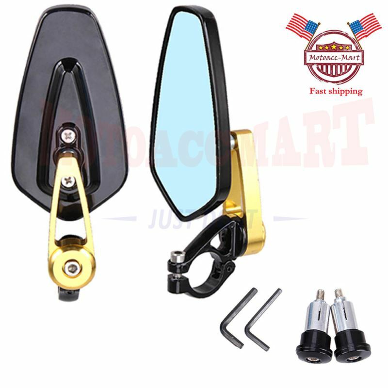 2x CNC Rear View Side Mirror Universal for Motorcycle 7/8″ 22mm Handlebar End US