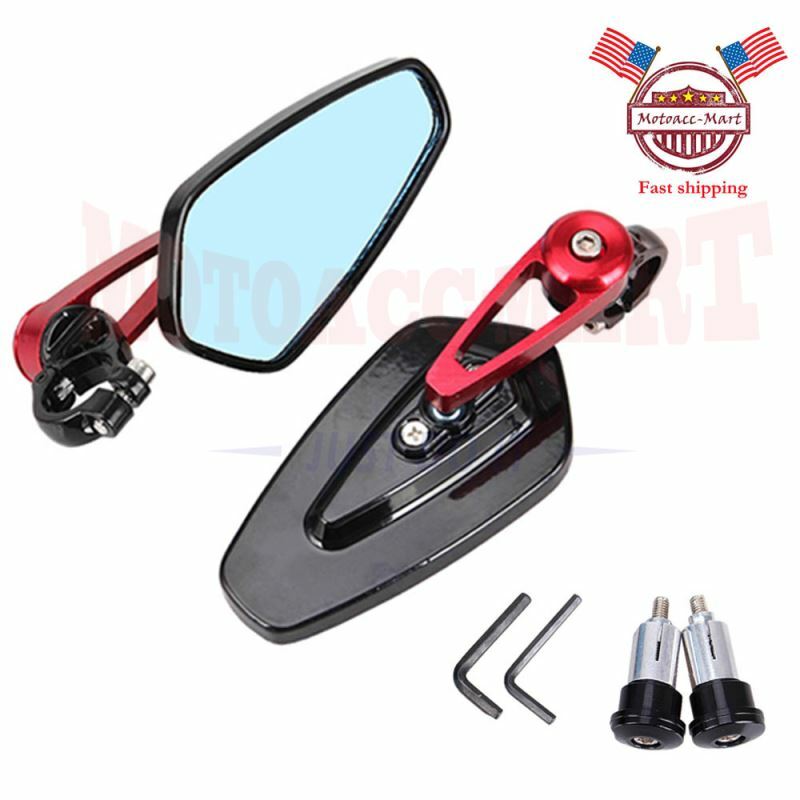2x CNC Rear View Side Mirror Universal for Motorcycle 7/8″ 22mm Handlebar End US