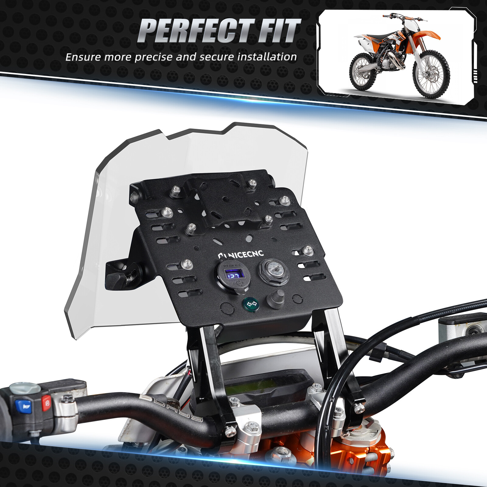 GPS Mount Bracket Kit For KTM 125-530 EXC EXC-F SX SX-F XC XC-F XC-W XCF-W 04-24