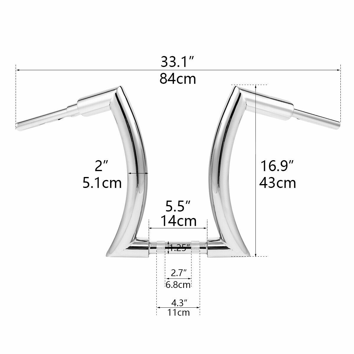 12 14 16 ” Rise 2″Ape Hanger Handlebar for Harley Touring Sportster Softail Dyna