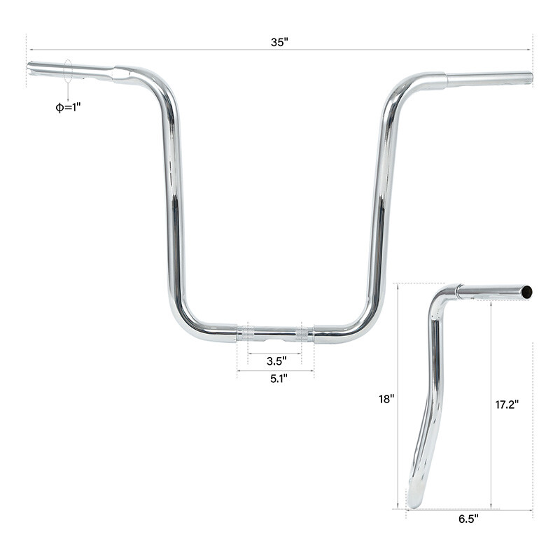 12”/14”/16″/18” Ape Hanger 1 1/4″ Handlebar Fit For Harley Heritage Softail