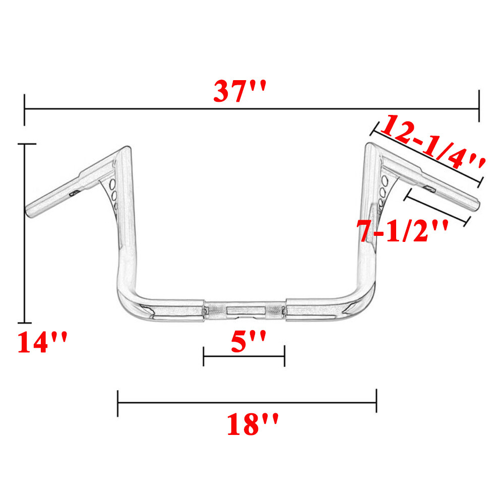 12 14 16″ 18″ Rise Ape Hanger HandleBar For Harley Touring Electra Street Glide