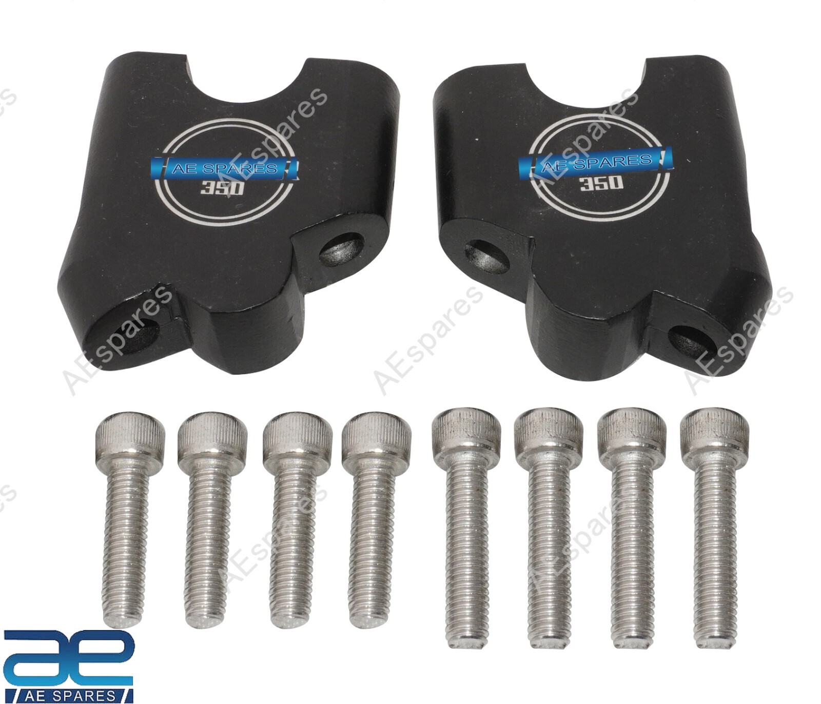 Handle Bar Riser Angled Mount Clamp Set Black For Royal Enfield Hunter 350 ECs