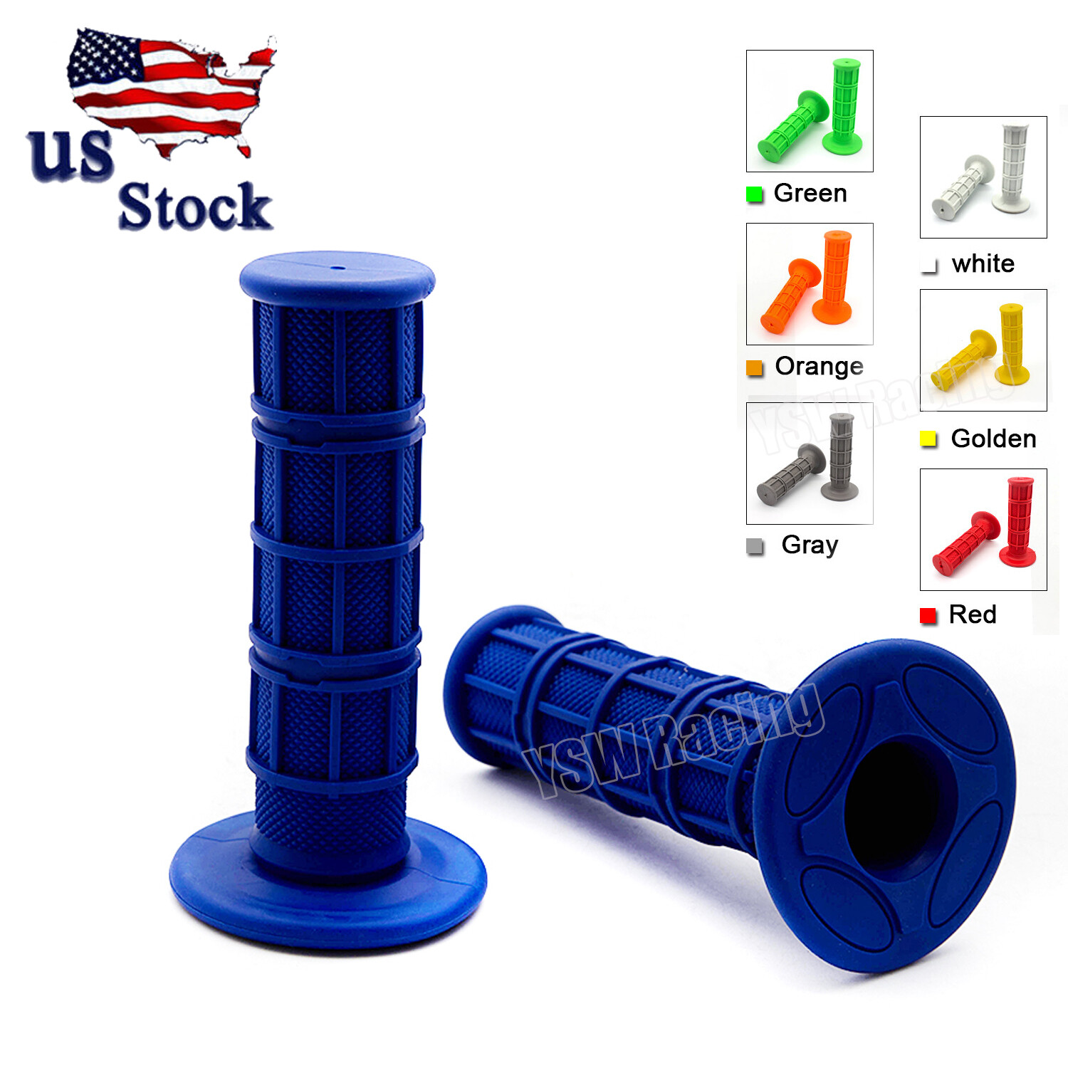 2x Hand Grips 7/8″22mm Handle Bar Grip Handlebar Rubber For ATV Cycle Dirt Bike