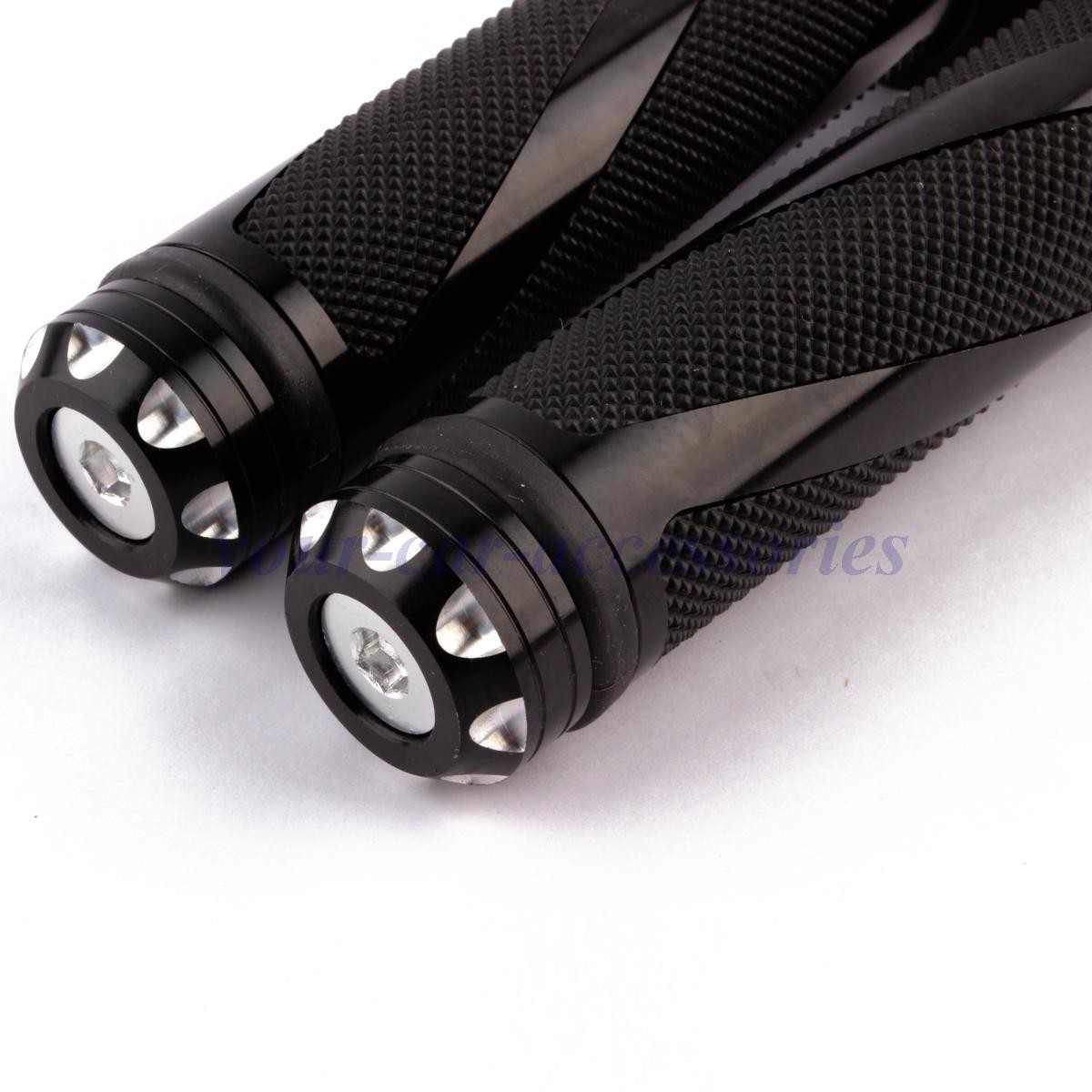 BLACK WHIRL ALUMINUM RUBBER 7/8″ HAND GRIPS FOR Kawasaki Ninja 250R 300 500R GPz
