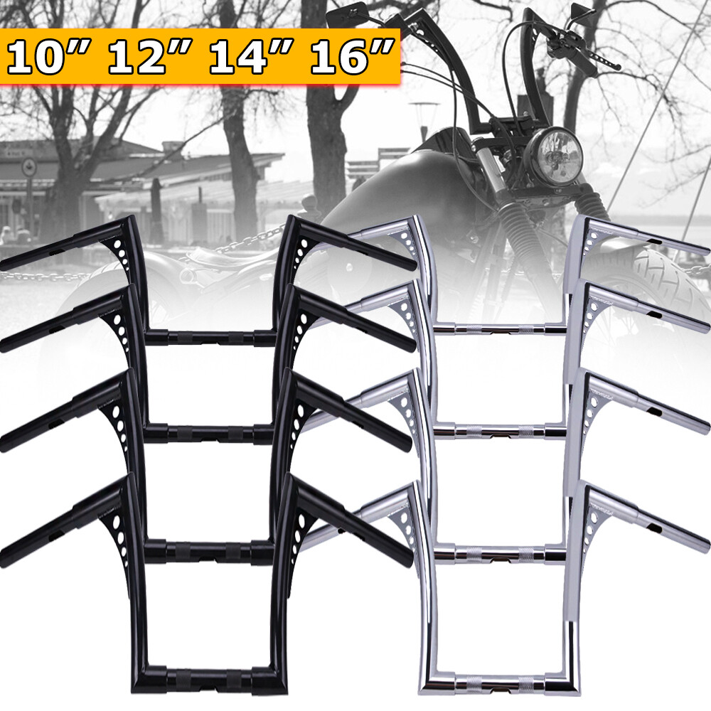 10″ 12″ 14″ 16″ Rise APE Hanger Handlebar Fat For Harley Softail Dyna Sportster