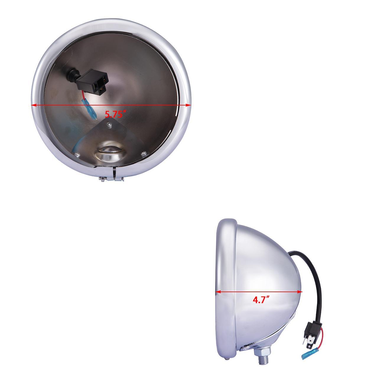 5 3/4″ 5.75 Inch Led Headlight Housing Bucket Cover for Harley Motorcycle Chrome