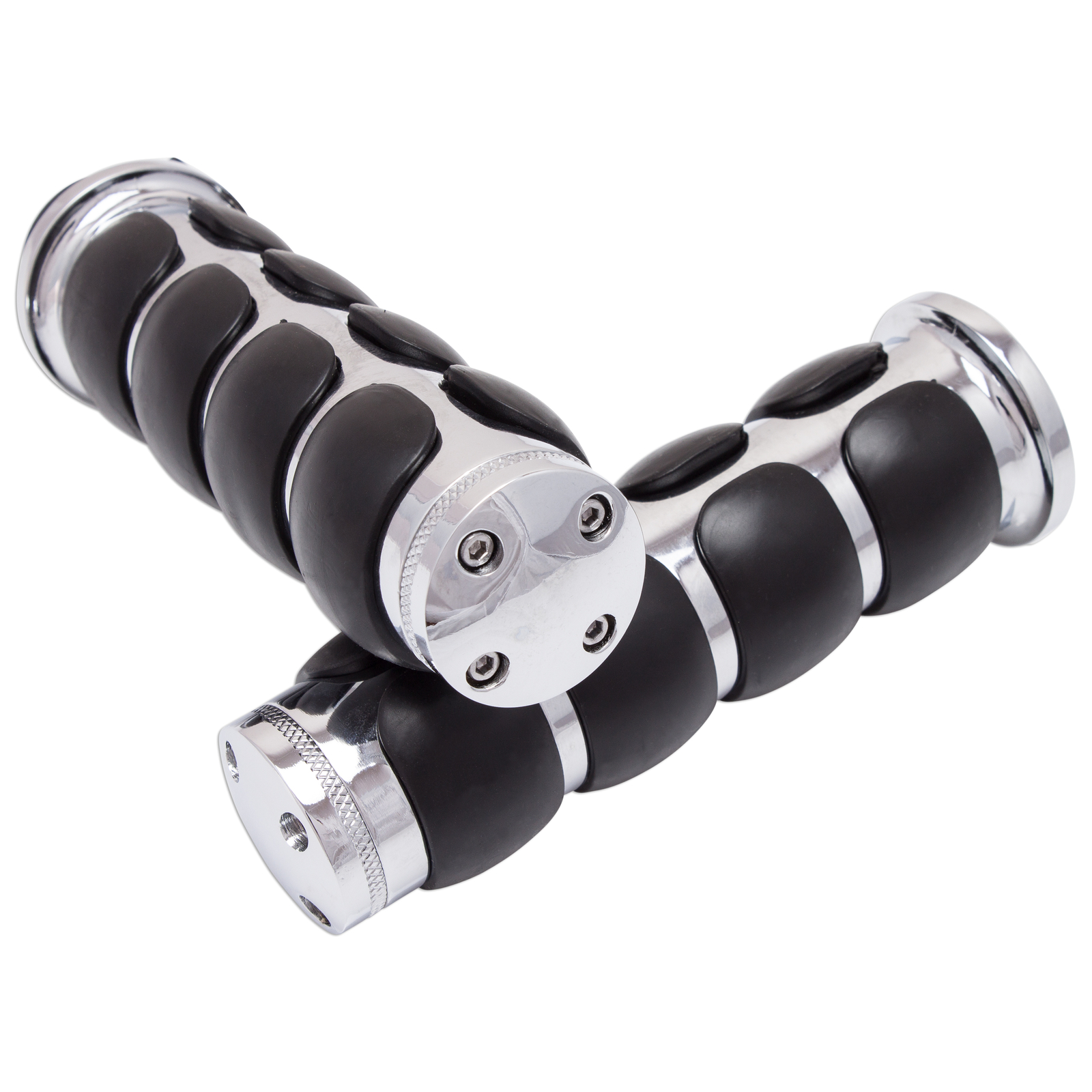 Handle Bar 22mm Left Right Front Chrome Universal Aero Hand Grip 7/8″ Rubber