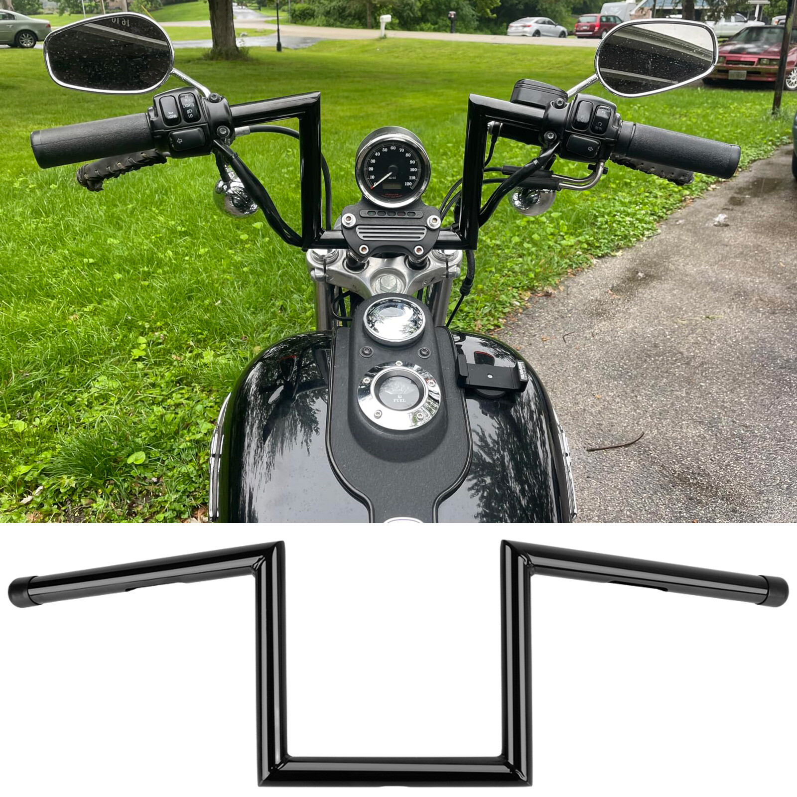 8″ Rise 1″ Z-Bar Ape Hanger Handlebar For Harley Davidson Dyna Super Glide FXDC