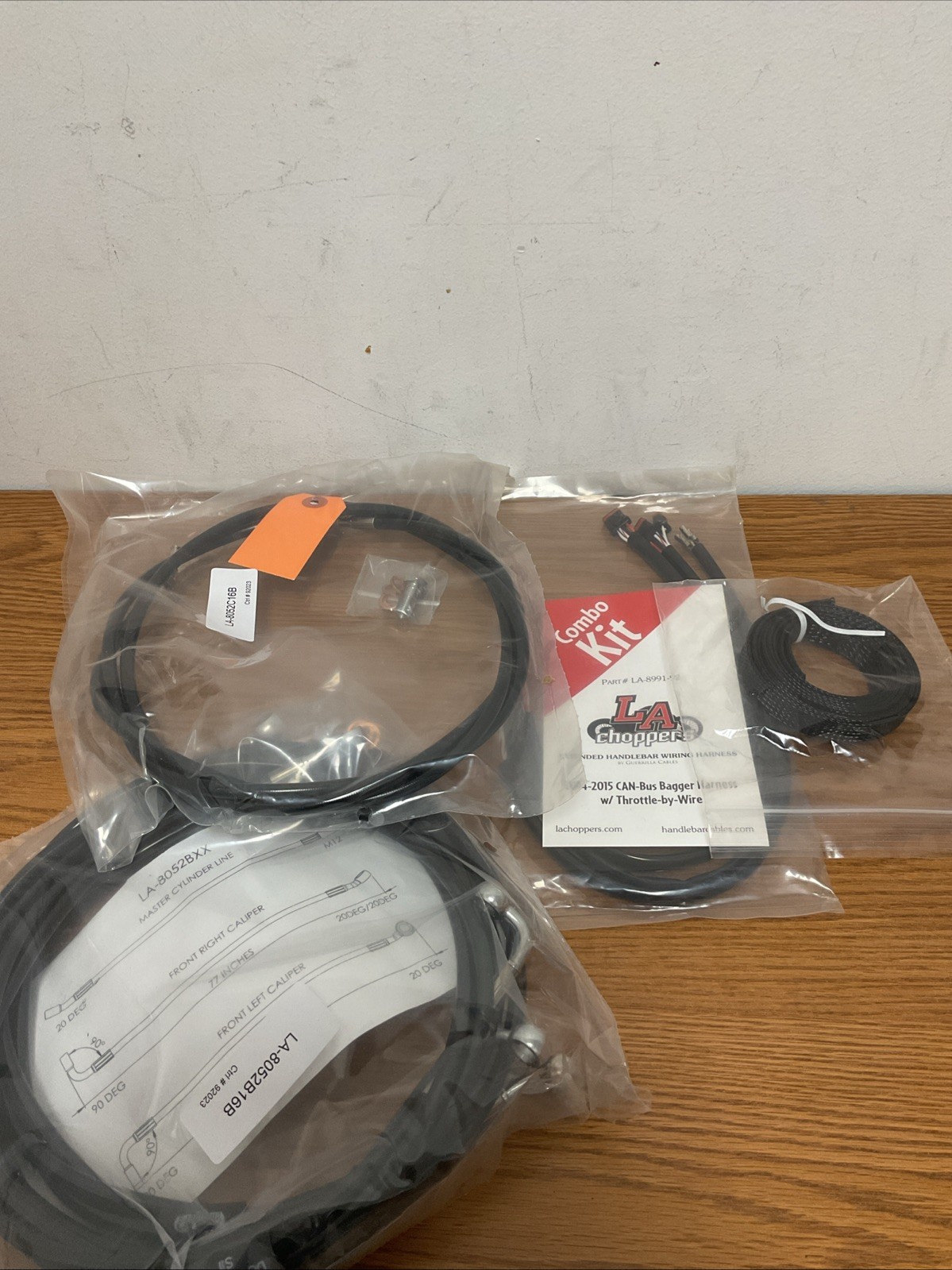 LA Choppers Black Vinyl Handlebar Cable and Brake Line Kit LA-8052KT2-16B
