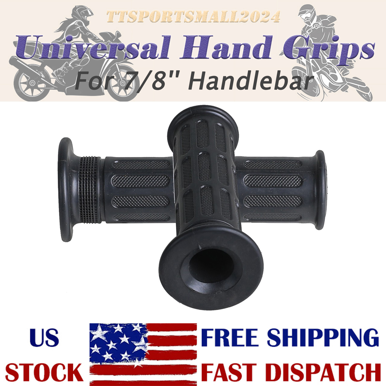 Black Universal Handlebar Hand Grips For 7/8” Thumb Throttle ATV Suzuki TaoTao