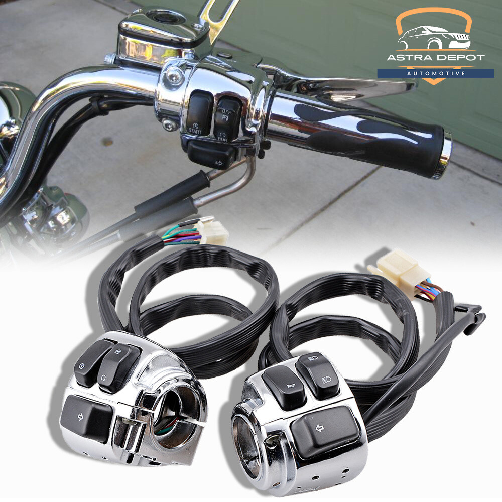 Chrome 1″ 25mm Handlebar Controls Switches + Wiring Harness For Harley Sportster