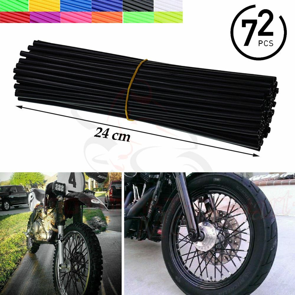 US 72pcs Spoke Wraps Skins Covers Motocross Dirt Bike Wheel Rim Guard Protector