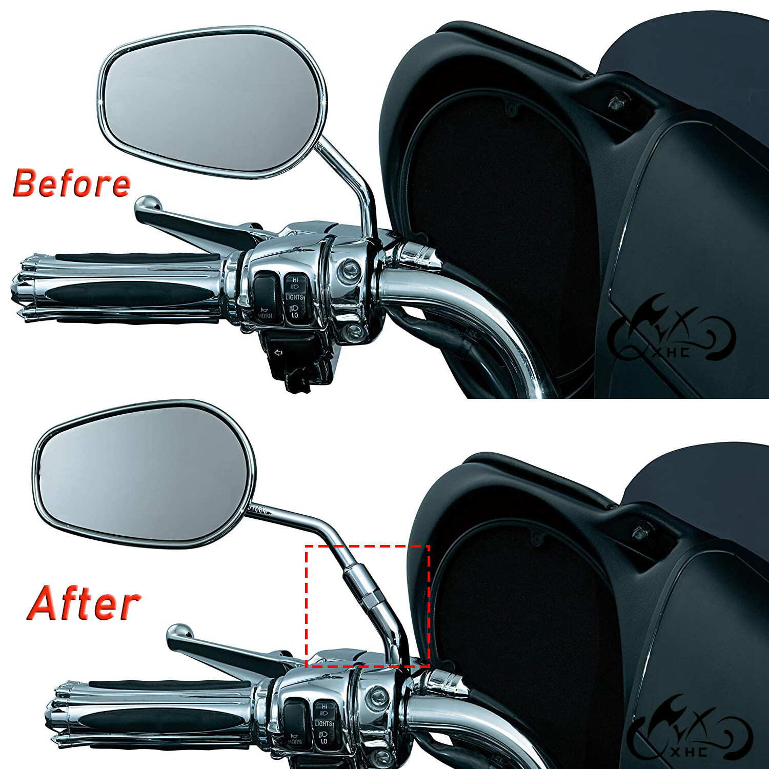 Mirror Stem Extenders Extension Kit For Harley Touring Dyna Super Glide Softail