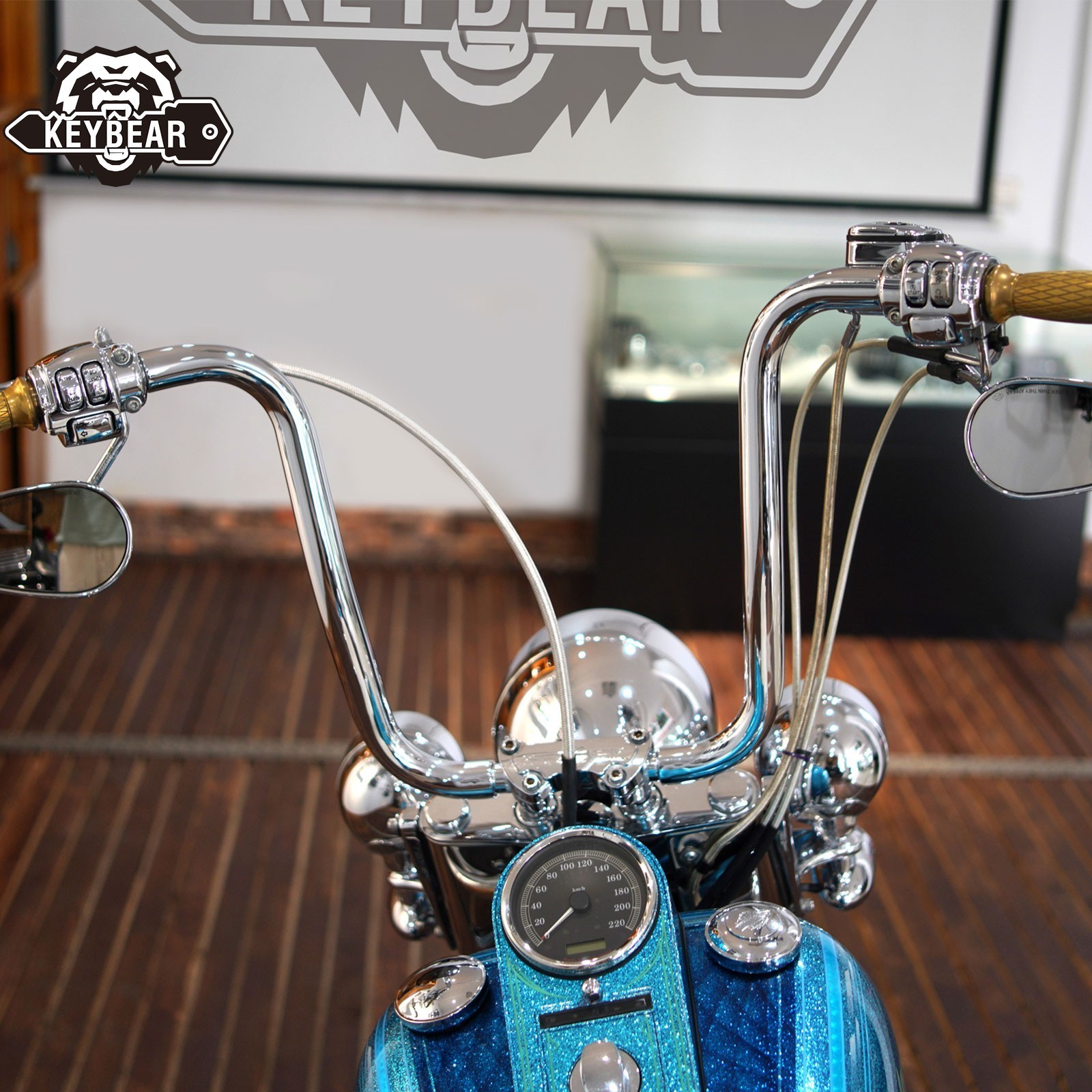 Monkey Bar Ape Hangers Handlebar for Harley Davidson Fat Boy Heritage silvery