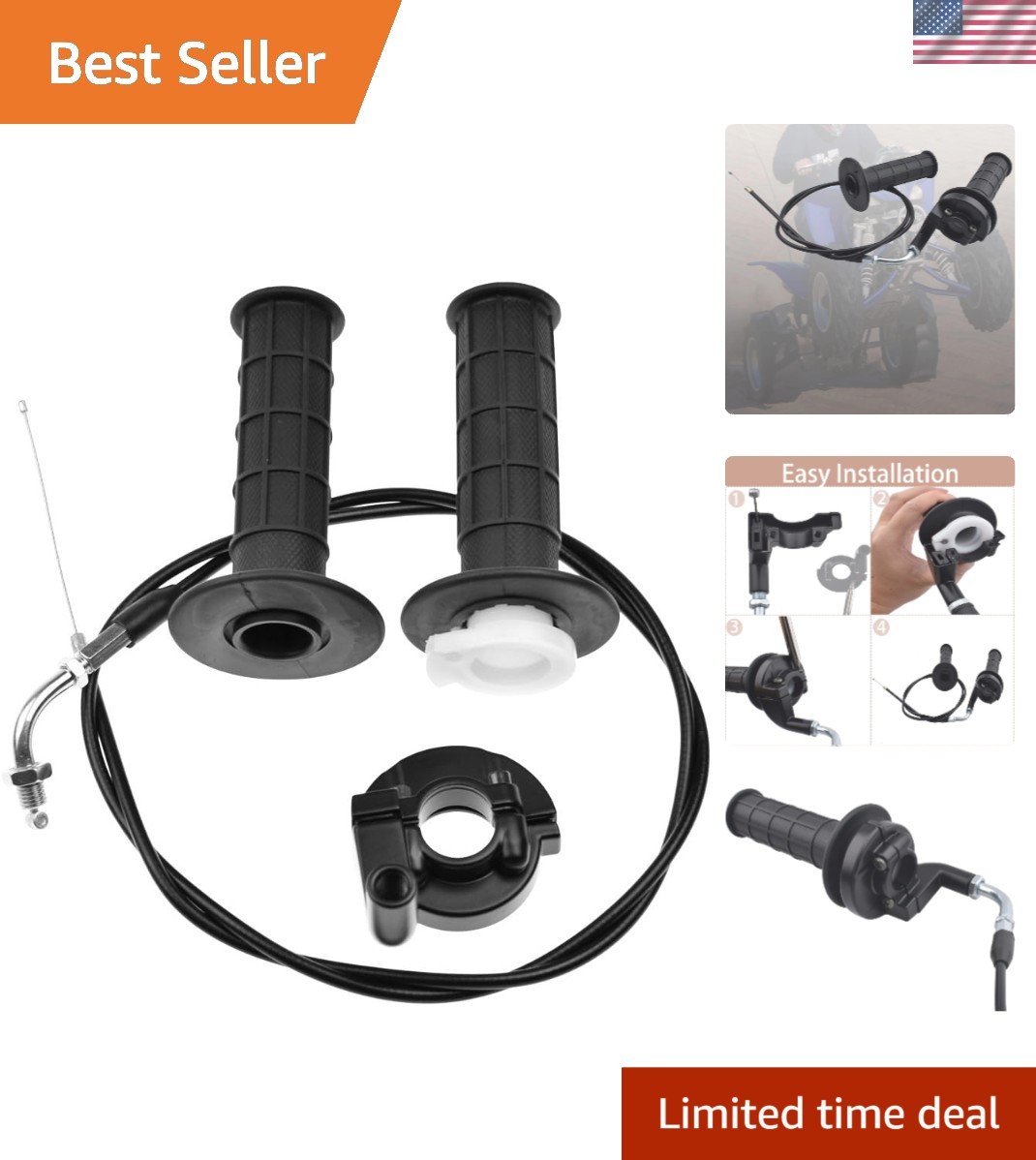 Durable Throttle Handle Grips & Cable for 50cc-250cc Bikes – Easy Installation
