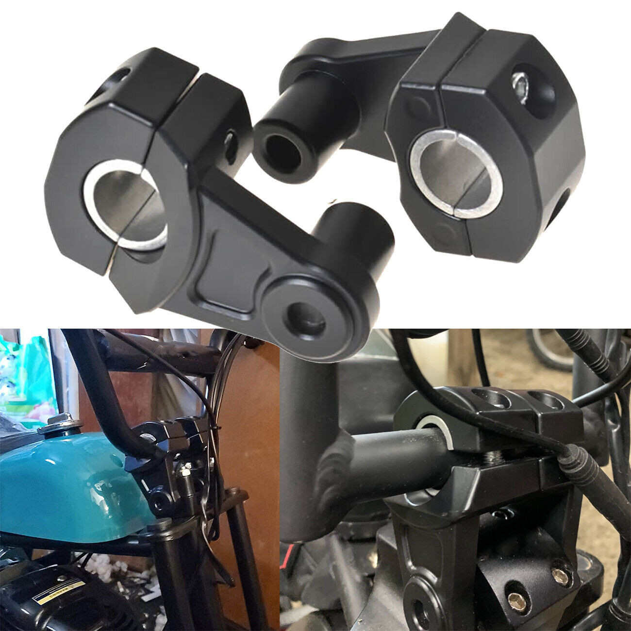 2pcs Motorcycle Handlebar Risers 7/8″ to 1 1/8″ 22mm 28mm Bar Risers Mount Clamp