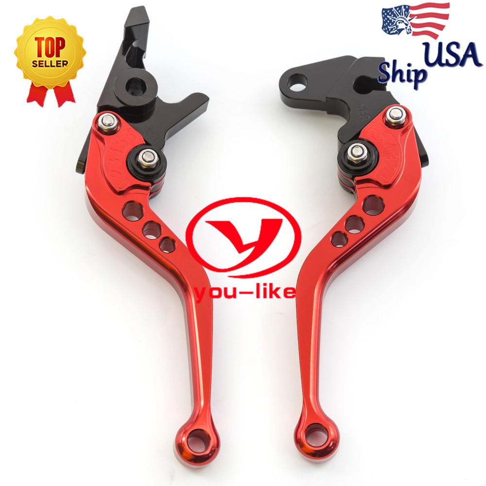 CNC Short Clutch Brake Lever Set For Honda VTX1300 2003 04-2008 CBF600S 2005 Red