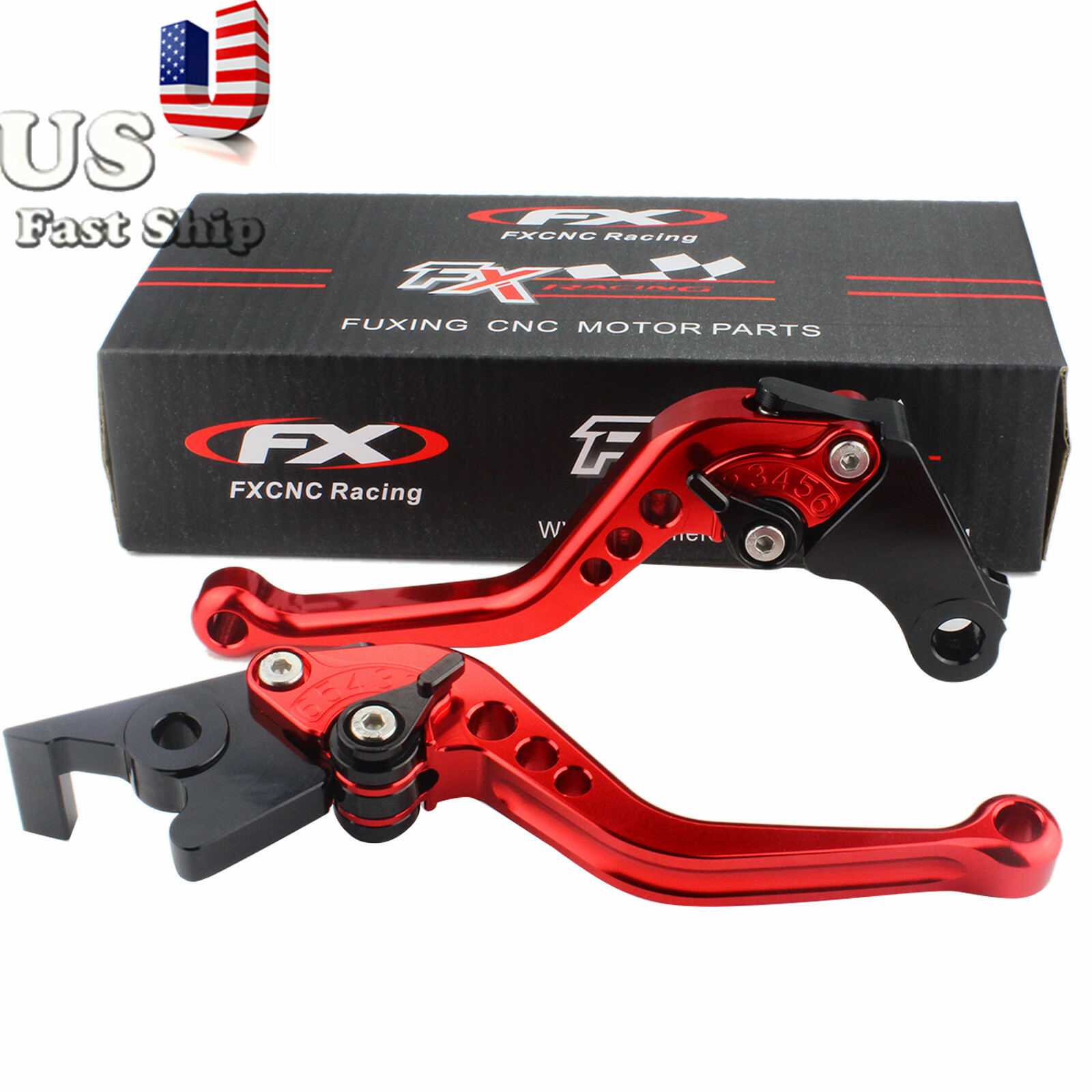 For Honda VTX 1300 2003-2006 2007 2008 CNC Red Adjustable Brake Clutch Levers